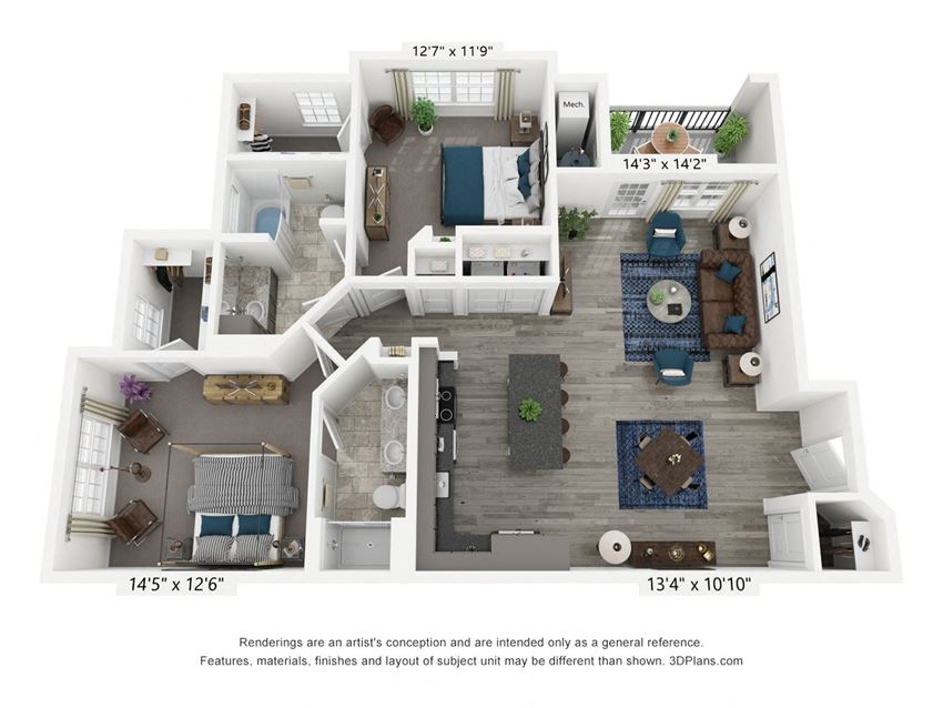 The Champagne is a 2 bedroom, 2 bathroom floor plan at 8 West in Greensboro, NC The Champagne is a 2 bedroom, 2 bathroom floor plan at 8 West in Greensboro, NC